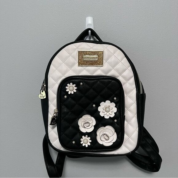 Betsey Johnson Handbags - Betsey Johnson Black/White Quilted Mini Backpack NWOT!